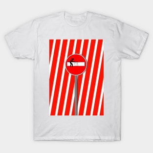 Lady Carpenter CARTOON NO ENTRY in red and white T-Shirt